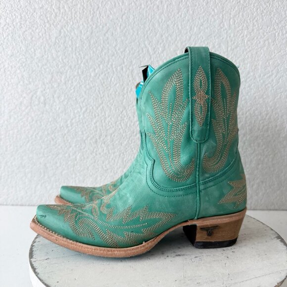 Lane LEXINGTON Cowboy Booties Western Turquoise Cowgirl Short Boots Snip Toe 6 - Picture 4 of 13